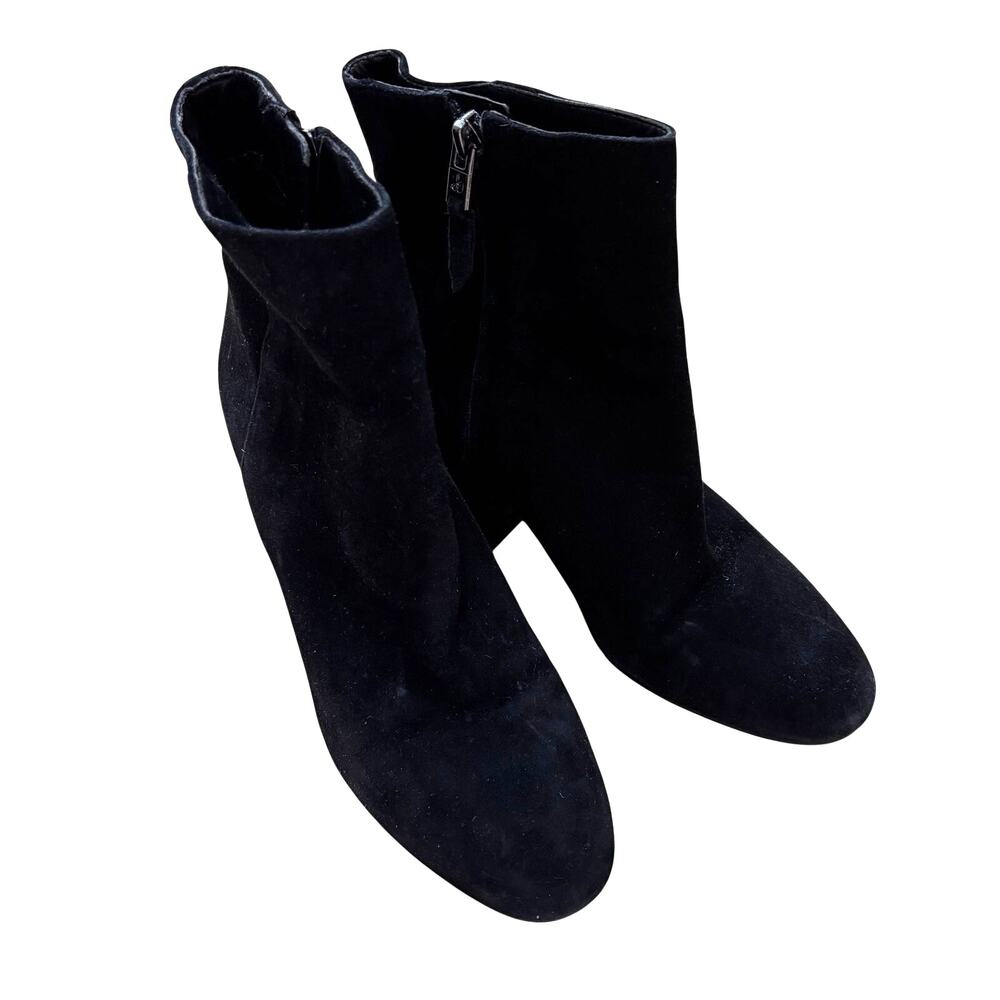 Sam Edelman 6.5M black suede ankle boots high block heel booties classic